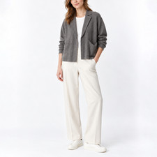 NWT Eileen Fisher Fine Felted Wool Notch Collar Cardigan in Regenerative Wool picture