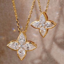 Moissanite Four Leaf Clover 925 Silver Necklace Pendant Gift for Women Jewelry picture
