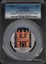 2025 Cook Islands $25 5oz Silver Rose City - Petra - Colorized PCGS MS70 FD picture