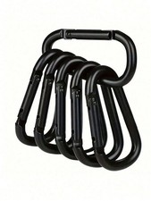 6PCS Black D-Shape Carabiner Hiking Buckle Heavy Duty Outdoor Snap Hook Clip picture