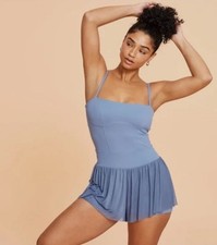 Blogilates Medium Barre Active Romper Troposphere Steel Blue NWT picture