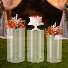 3Pcs Clear Round Cylinder Pedestal Stand for Wedding Party Display Stand Decor picture