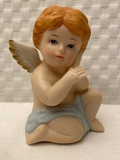 Vintage Homco Heavenly Cherub Angel Figurine #1430 Home Interiors Angel W/ Blue picture