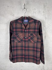 Vintage 70s Pendleton Board Shirt Wool Dark Red Plaid Loop Collar Size Small picture