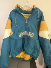 Vintage 90S Jacksonville Jaguars Banned Logo Jacket L RARE MEN TEAL QUARTER ZIP picture