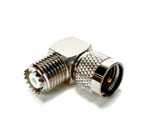 GIZWIZ RF Coax Adapters Mini UHF Male to Mini UHF Female RIGHT ANGLE 2pcs Pack picture