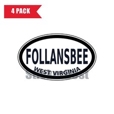 West Virginia Follansbee Oval Sticker 4 Pack 3x2 Inch picture