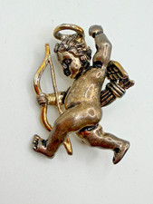 VINTAGE BROOCH PIN CUPID VALENTINES DAY LOVE SILVER TONE picture