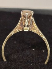 Vintage 1920s Art Deco 14K Yellow Gold Engagement Ring 0.35 CT Old European Cut picture