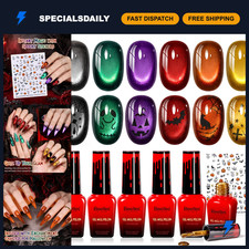 Halloween Cat Eye Gel Nail Polish Set - 6 Colors, Witch Potion, Glow in the Dark picture