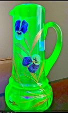 Mont Joye Pitcher, Uranium with stunning thick enamel Pansies picture