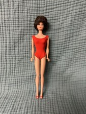 Barbie Vintage 11.5in brunette bubble cut Red Swimsuit & Shoes picture