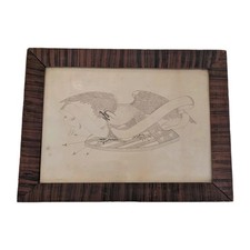 Antique c 1850 Lg  Ornamental Penmanship Calligraphy American Eagle Drawing.AAFA picture