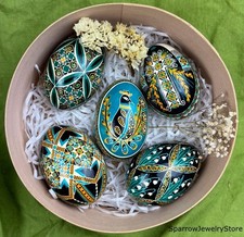 SET of 5 Goose high quality easter egg Real Ukrainian Easter eggs Pysanky  picture
