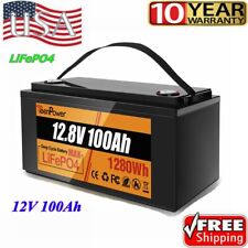 LiFePO4 Lithium Battery 12V 100AH Rechargeable BMS for Solar Panel RV Camping picture