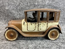 Arcade Vintage Cast Iron Brown Cab Taxi Chauffeur Toy Car w/ Driver Figure 1920s picture