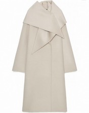 Zara Oversized Wool Blend Coat Scarf ZW Collection Size SIZE XS Ecru picture