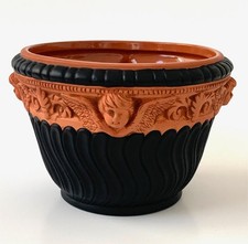 Vintage Wedgwood terracotta on black Jasperware bowl cachepot cherubs  6