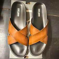 Stacy Adams Montel Men’s Brown Crisscross Slide Sandals Slip-On 13 M NIB picture