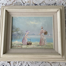 MARIE CHARLOT ORIGINAL OIL PAINTING  Victorian Lady and Child Framed 13