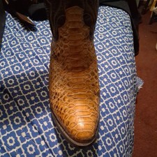 DAN POST STYLE DPP3040 2 TONE EXOTIC PYTHON SNAKESKIN COWBOY BOOTS-MEN'S 10D picture