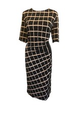 Connected Apparel Size 16 Black Beige Windowpane Dress Modern Career Stretch picture