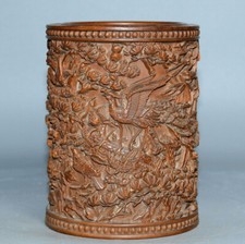 Collect Fine small leaf boxwood bird pilgrimage to phoenix pen holder decoration picture