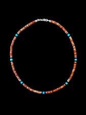 Native American Jasper & Kingman Turquoise Heishi Necklace picture