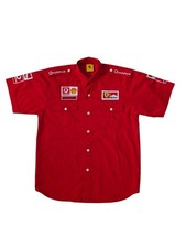 Vintage 1996 Ferrari F1 Racing Team Shirt Red Shell Marlboro Pit Crew Size XL picture