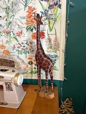 Vintage Hand-Carved Kenyan Giraffe – African Wood Sculpture – 25” Tall picture