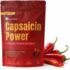 Aurivita Cayenne Pepper Capsules 180 Softgels-Cayenne Pepper Capsaicin Supplemen picture