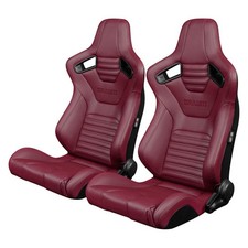 Braum Elite-X Series Maroon Leatherette Racing Seats w Black Stitching picture