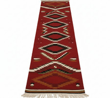 2.6x8 ft Handwoven Zapotec Navajo Kilim Boho Wool Large Handmade Runner Rug picture