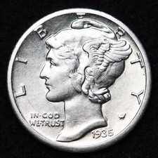 1935-S Mercury Silver Dime AU   picture