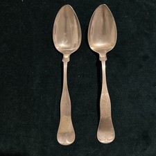 Pair Antique Whiting Coin Silver Tablespoons TRJ Ayers & Sons Keokuk Iowa 8” picture