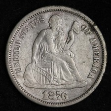 1876-S HUGE REV. DIE CRACK Seated Liberty Silver Dime CHOICE AU E223 GEX picture