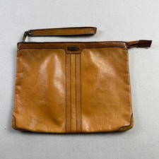 Phillippe Clutch Purse Wristlet Strap Bag Brown Leather Vintage 1970s Glam Disco picture