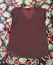 Express Burgundy White Polka Dot V-Neck Cap Sleeve Blouse Size L Regular picture