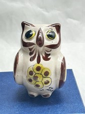 Vintage Tonala Mexican Pottery Owl Floral Folk Art Figurine Hand Painted Signed picture