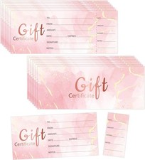 135pcs Blank Gift Certificates Cards for Business Spa Salon Wedding Pink  picture