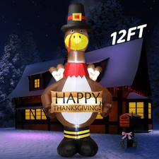 12FT Giant Blow up Thanksgiving Inflatable Turkey Outdoor Decorations with LED L picture