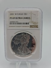 Under Value 2001-W Silver Eagle $1 PF 69 Ultra Cameo NGC 1 oz Silver picture