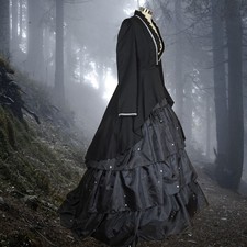 Black Crystal Beaded Hoop Skirt Victorian Steampunk Bustle Petticoat picture