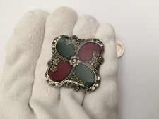 Vintage Enamel Brooch Signed Catherine Popesco France Art Deco Multi Color picture