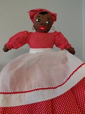 Vtg Handmade African American Folk Art Fabric Doll Shelf or Bed Sitter RARE picture