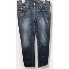 True Religion World Tour Slim Fit Jeans Mens 32 Dark Wash Denim Snag 35 Inseam picture
