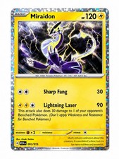 Rare Miraidon Pokémon Card 003/015 Holo Sharp Fang Lightning Laser picture