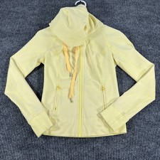 Lululemon Rejuvenate Hoodie Womens 4 Yellow Full Zip Drawstring Pockets LW4A72S picture