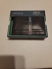 Perry Ellis Wallet Genuine Leather Smooth  Brown Slim Bifold Portfolio NWT picture