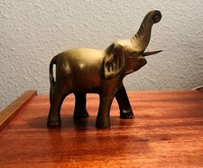 Vintage Solid Brass Elephant Figurine Trunk Up Good Luck Heavy Approximately 5” picture